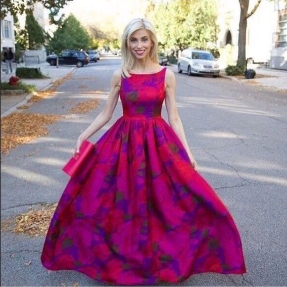 ⬇️REDUCED!! ADRIANNA PAPELL | Purple Floral Gown Women's Size 12 - Picture 2 of 16